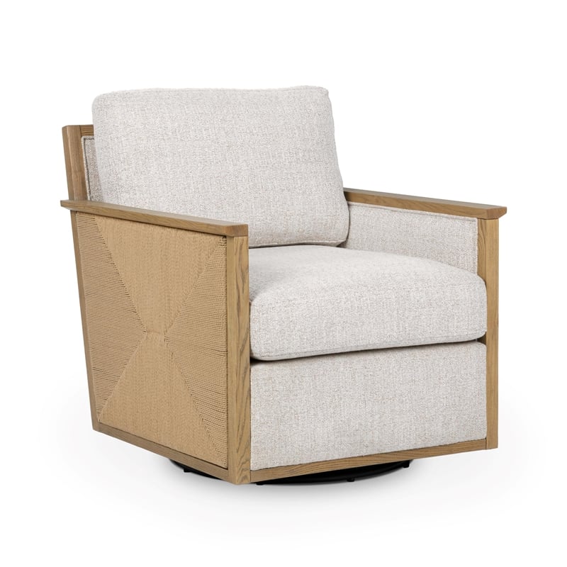 Pemberly Row Modern Transitional Swivel Accent Chair in Almond