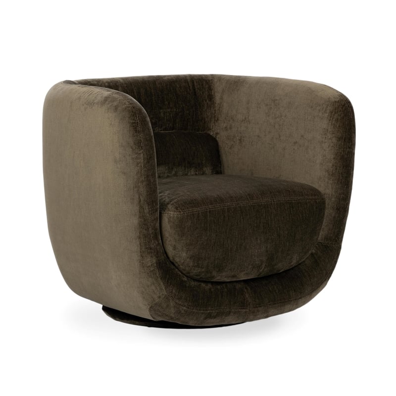 Pemberly Row Upholstered Fabric Swivel Accent Chair in Olive