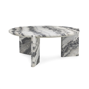 Pemberly Row Transitional Marble Coffee Table in Gray Finish