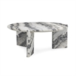 Pemberly Row Transitional Marble Coffee Table in Gray Finish