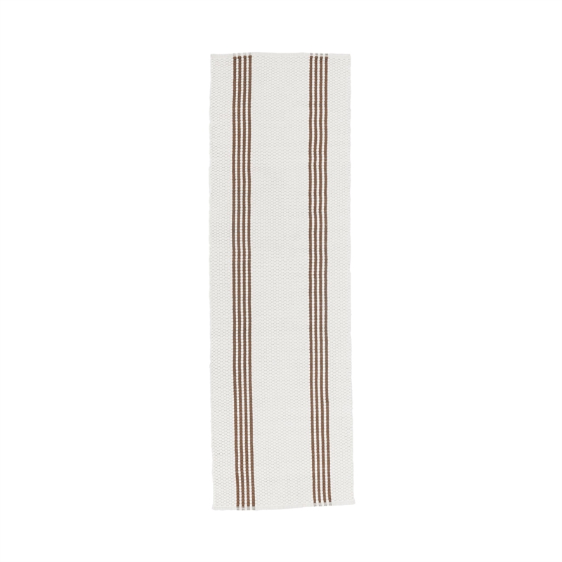 Pemberly Row Transitional 2.6x8 Handwoven Stripe Ivory Area Rug Runner