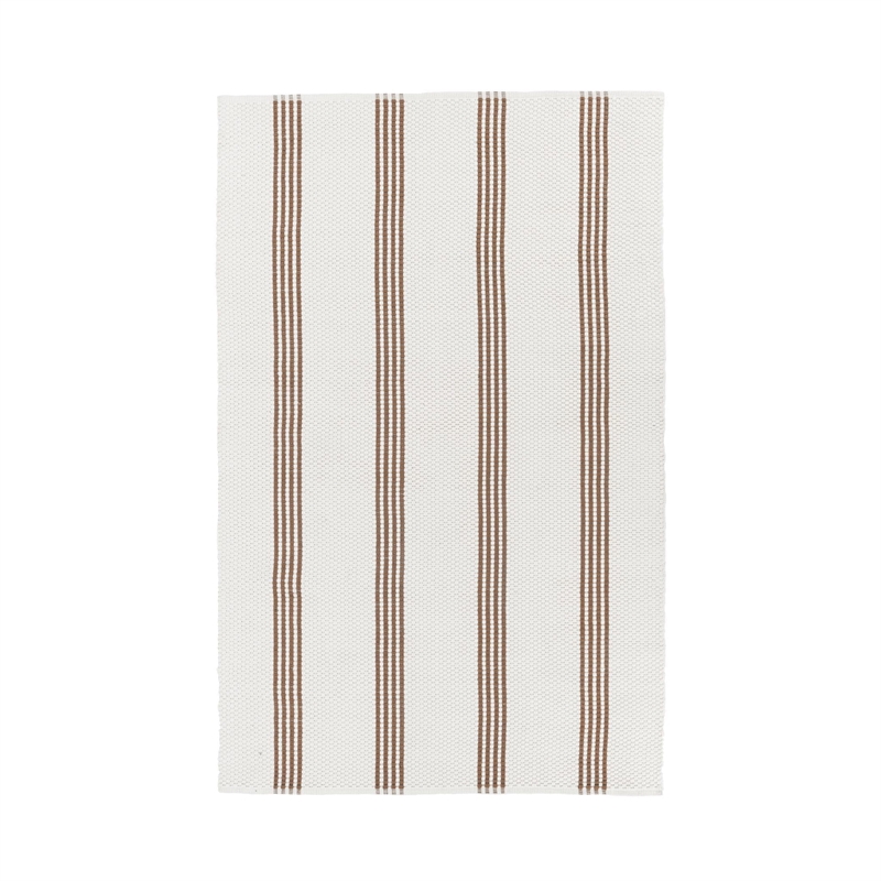 Pemberly Row 5x8 Handwoven Performance Stripe Ivory Fabric Area Rug