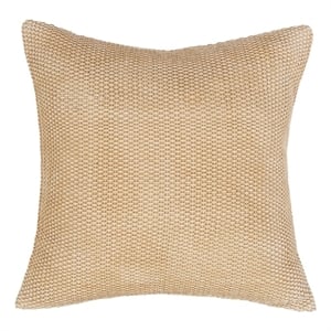 Pemberly Row Transitional 18&quot Suede Leather Throw Pillow in Ivory