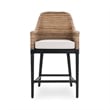 Pemberly Row Transitional Banana Leaf Counter Stool in Beige
