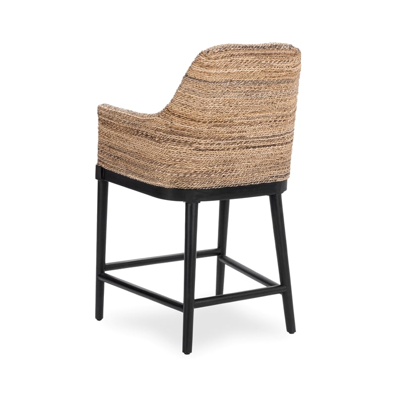 Pemberly Row Transitional Banana Leaf Counter Stool in Beige