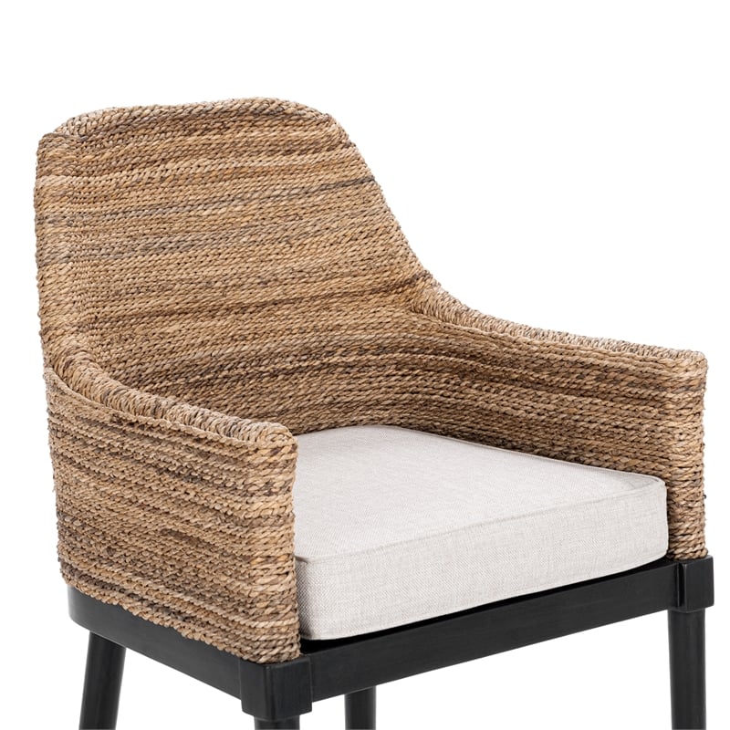 Pemberly Row Transitional Banana Leaf Counter Stool in Beige