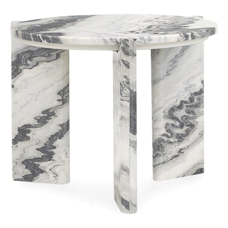Pemberly Row Modern Transitional Marble End Table in Gray Finish