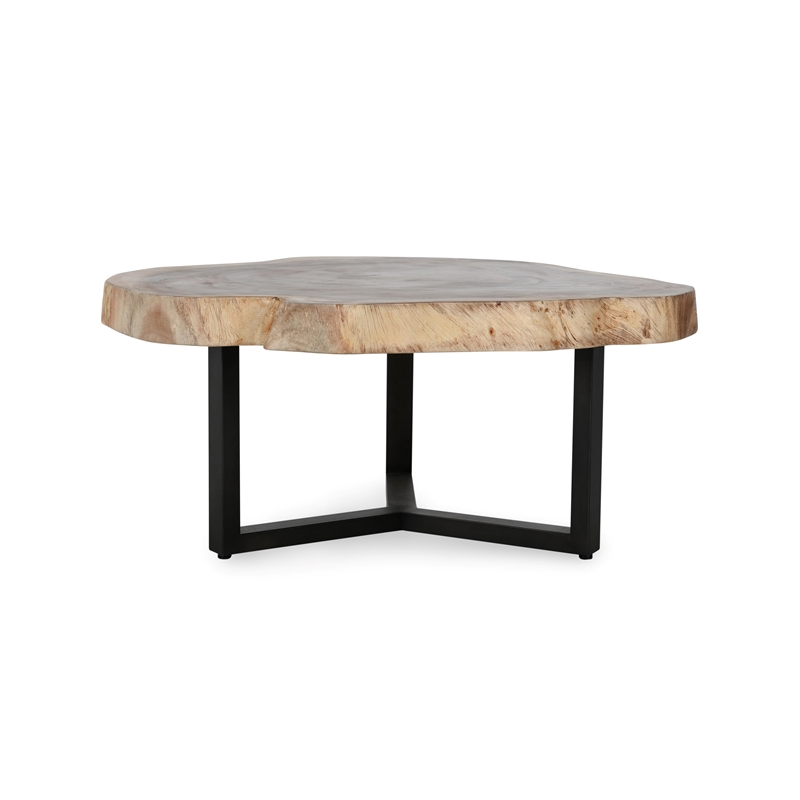Pemberly Row Transitional Live Edge Coffee Table Natural in Natural