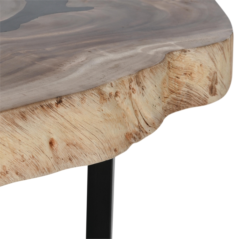 Pemberly Row Transitional Live Edge Coffee Table Natural in Natural