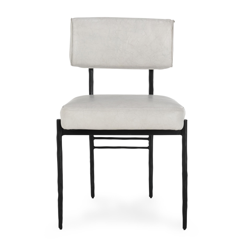 Pemberly Row Set of 2 Leather Upholstered Dining Chair in Off White