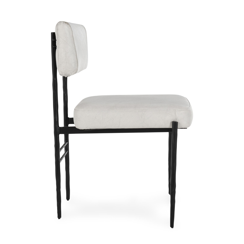 Pemberly Row Set of 2 Leather Upholstered Dining Chair in Off White