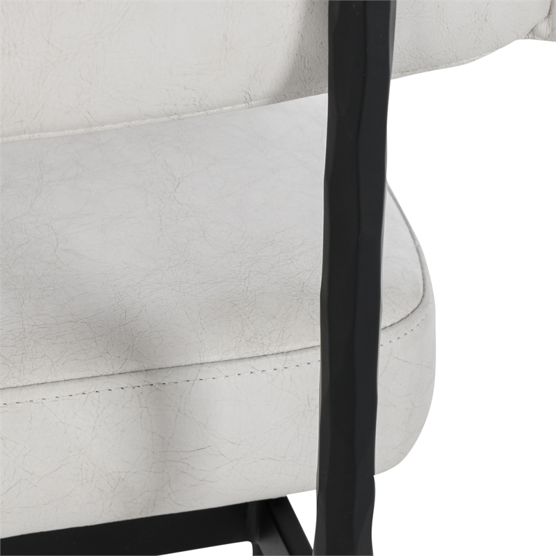 Pemberly Row Set of 2 Leather Upholstered Dining Chair in Off White