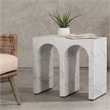 Pemberly Row Outdoor Artisan-Crafted Concrete Stone End Table in Ivory