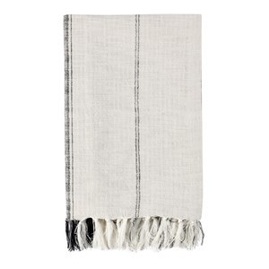 Pemberly Row Cotton Linen Throw Blanket 50&quotx70&quot in Ivory/Gray