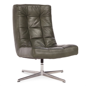 Pemberly Row Forest Green Top-grain Leather Swivel Accent Chair