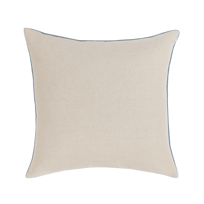 Pemberly Row Woven Textured Linen Blend Throw Pillow in Blue