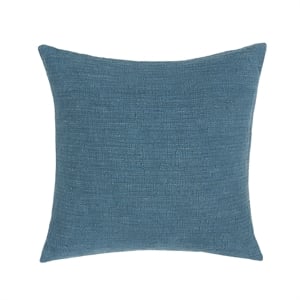 Pemberly Row Woven Textured Linen Blend Throw Pillow in Blue