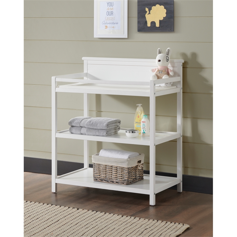 Pemberly Row Modern 7-Piece Full Baby Wood Crib Set in White