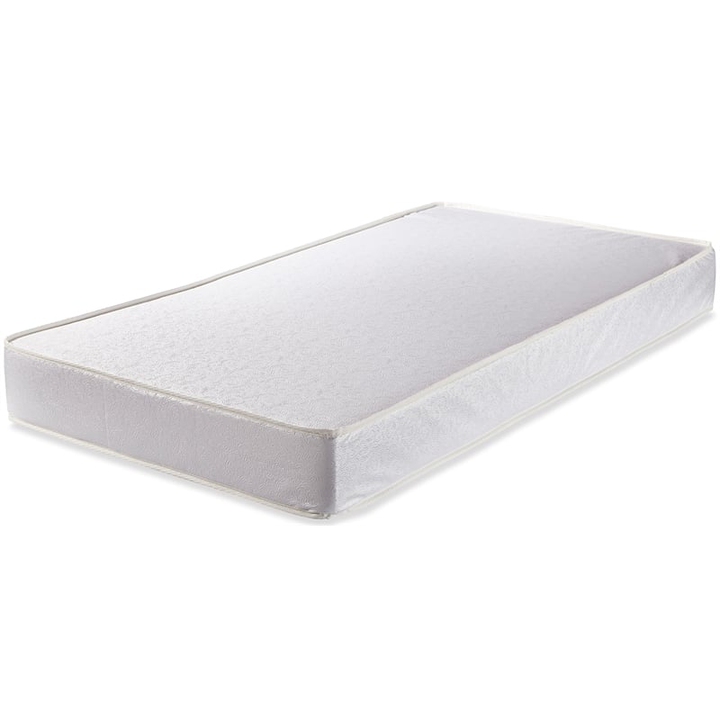 Pemberly Row Set of 2 Contemporary White Crib & Changer & Crib Mattress