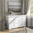Pemberly Row Set of 4 Wood Panel Queen Bed & Dresser & Nightstands in White