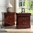 Pemberly Row Set of 4 Wood Panel Queen Bed & Dresser & Nightstands in Cherry