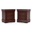 Pemberly Row Set of 4 Wood Panel Queen Bed & Dresser & Nightstands in Cherry