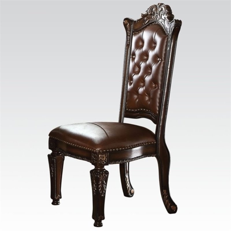 Pemberly Row Set of 5 Pedestal Dining Table & Faux Leather Tufted Side Chairs