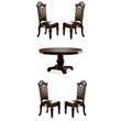 Pemberly Row Set of 5 Pedestal Dining Table & Faux Leather Tufted Side Chairs