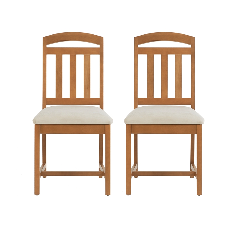 Pemberly Row Set of 5 Wood Double Pedestal Dining Table & Slat Back Side Chairs