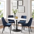 Pemberly Row Set of 3 Oval Marble and Metal Dining Table & Chairs in Black/White