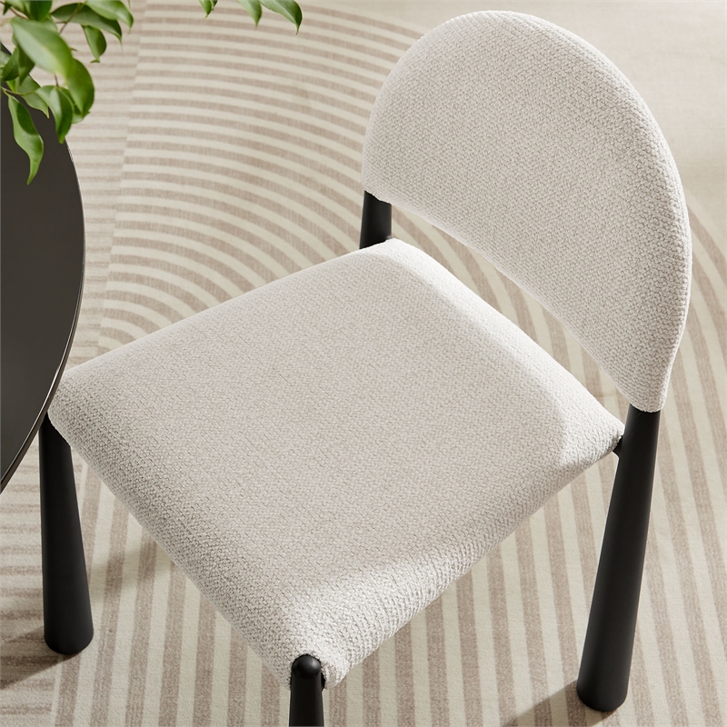 Pemberly Row Set of 3 Oval Marble and Metal Dining Table & Chairs in Black/White