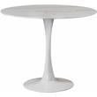 Pemberly Row Set of 3 Faux Marble Top Dining Table & Cream Linen Chairs in White