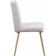 Pemberly Row Set of 3 Faux Marble Top Dining Table & Cream Linen Chairs in White