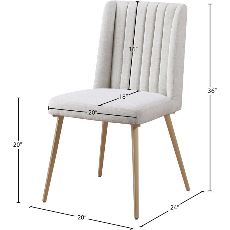 Pemberly Row Set of 3 Faux Marble Top Dining Table & Cream Linen Chairs in White