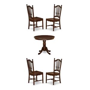 Pemberly Row Set of 5 36&quot Round Wood Dining Table & 11&quot Chairs in Mahogany