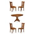 Pemberly Row Set of 5 Oval Wood Butterfly Leaf Dining Table & Chairs in Brown