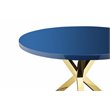 Pemberly Row Set of 3 Polished Steel Dining Table & Side Chairs in Navy/Gold