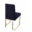 Pemberly Row Set of 3 Polished Steel Dining Table & Side Chairs in Navy/Gold