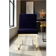 Pemberly Row Set of 3 Polished Steel Dining Table & Side Chairs in Navy/Gold