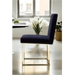 Pemberly Row Set of 3 Polished Steel Dining Table & Side Chairs in Navy/Gold