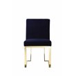 Pemberly Row Set of 3 Polished Steel Dining Table & Side Chairs in Navy/Gold