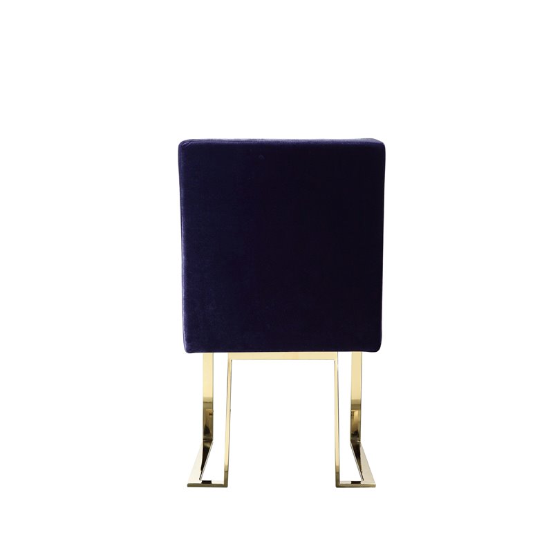 Pemberly Row Set of 3 Polished Steel Dining Table & Side Chairs in Navy/Gold