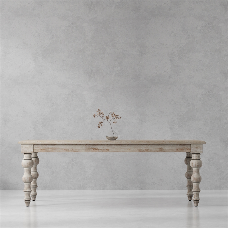 Pemberly Row Set of 7 Rectangular Wood Dining Table & Spindle Back Dining Chairs