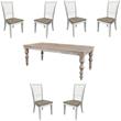 Pemberly Row Set of 7 Rectangular Wood Dining Table & Spindle Back Dining Chairs