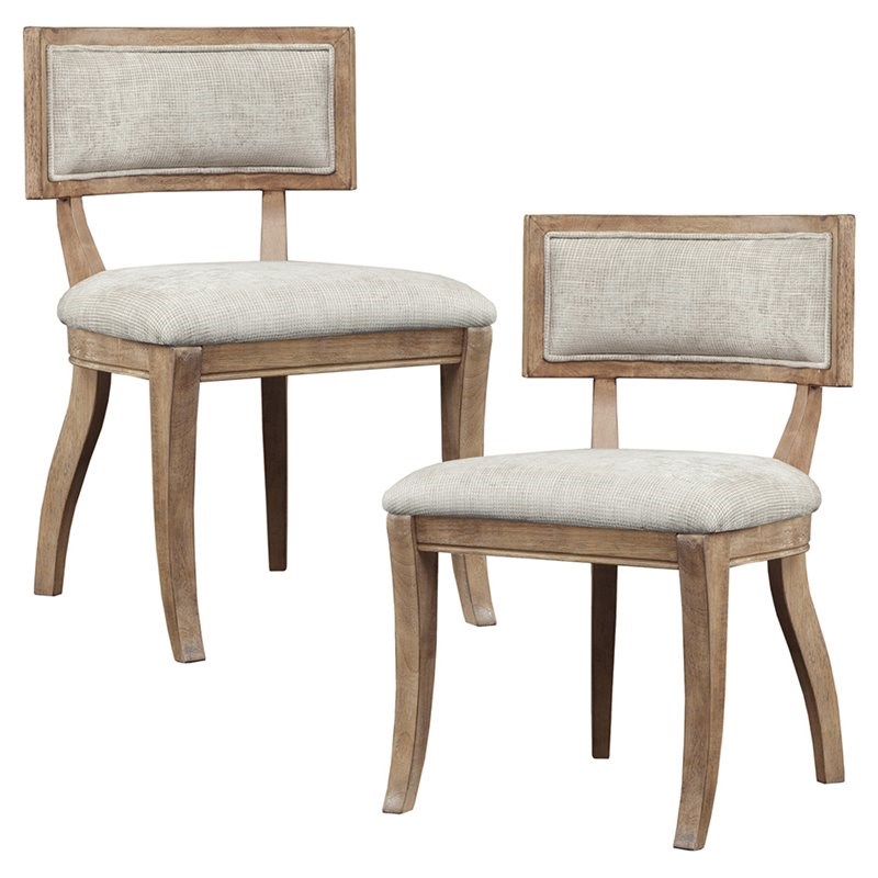 Pemberly Row Set of 3 Round Farmhouse Wood Pedestal Dining Table & Dining Chairs
