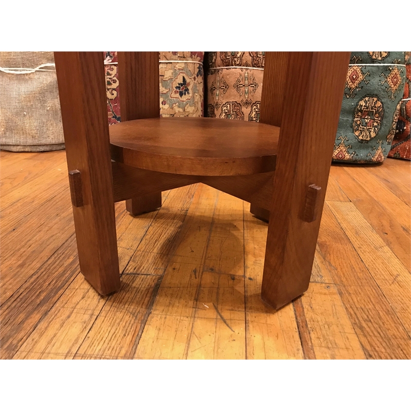Pemberly Row Set of 2 Oak Round End Table and Regal Accent Chair
