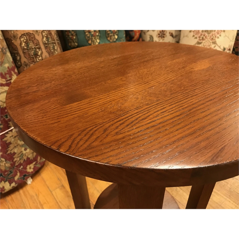 Pemberly Row Set of 2 Oak Round End Table and Regal Accent Chair