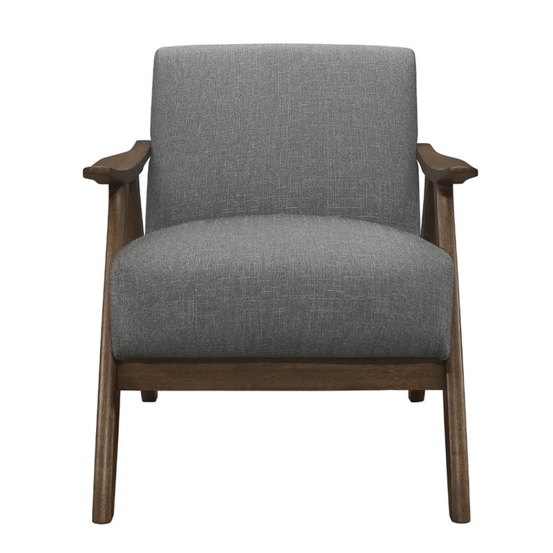 Pemberly Row Set of 2 Modern Upholstered Accent Chairs in Gray