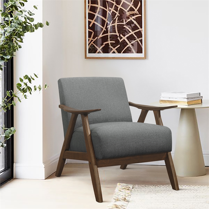 Pemberly Row Set of 2 Modern Upholstered Accent Chairs in Gray