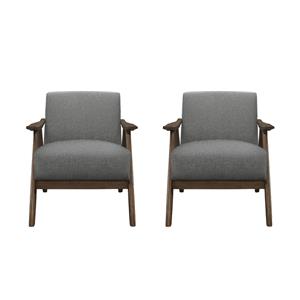 Pemberly Row Set of 2 Modern Upholstered Accent Chairs in Gray